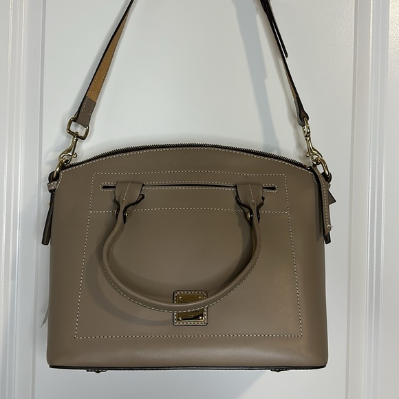 Dooney & Bourke handbag beige tan leather top handle shoulder crossbody bag NWT - Picture 11 of 17